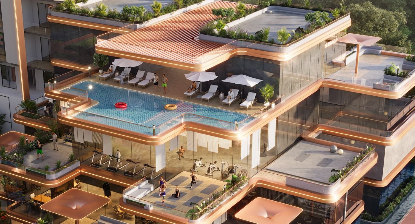 Temperature-controlled pool, render